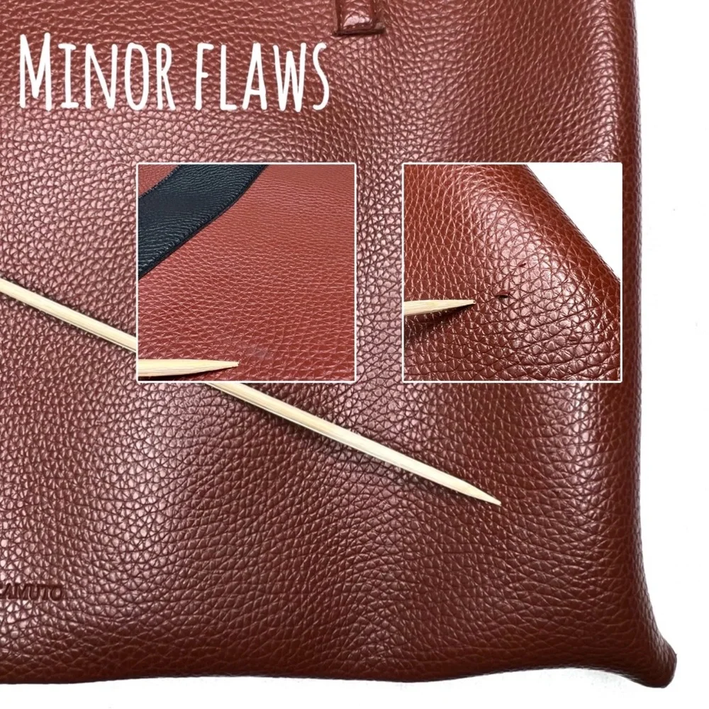 ❌SOLD❌ Vince Camuto Vegan Pebbled Faux Leather Tote Laptop Bag Brown Black - Picture 9 of 17